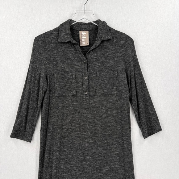 ANTHROPOLOGIE DOLAN Sarana Dress Womens Small Gray Black White Collared Belt - Picture 4 of 14